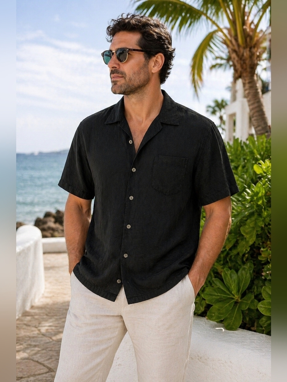 Tommy Bahama Silk Camp Shirt Black 2XLB Big Fit
